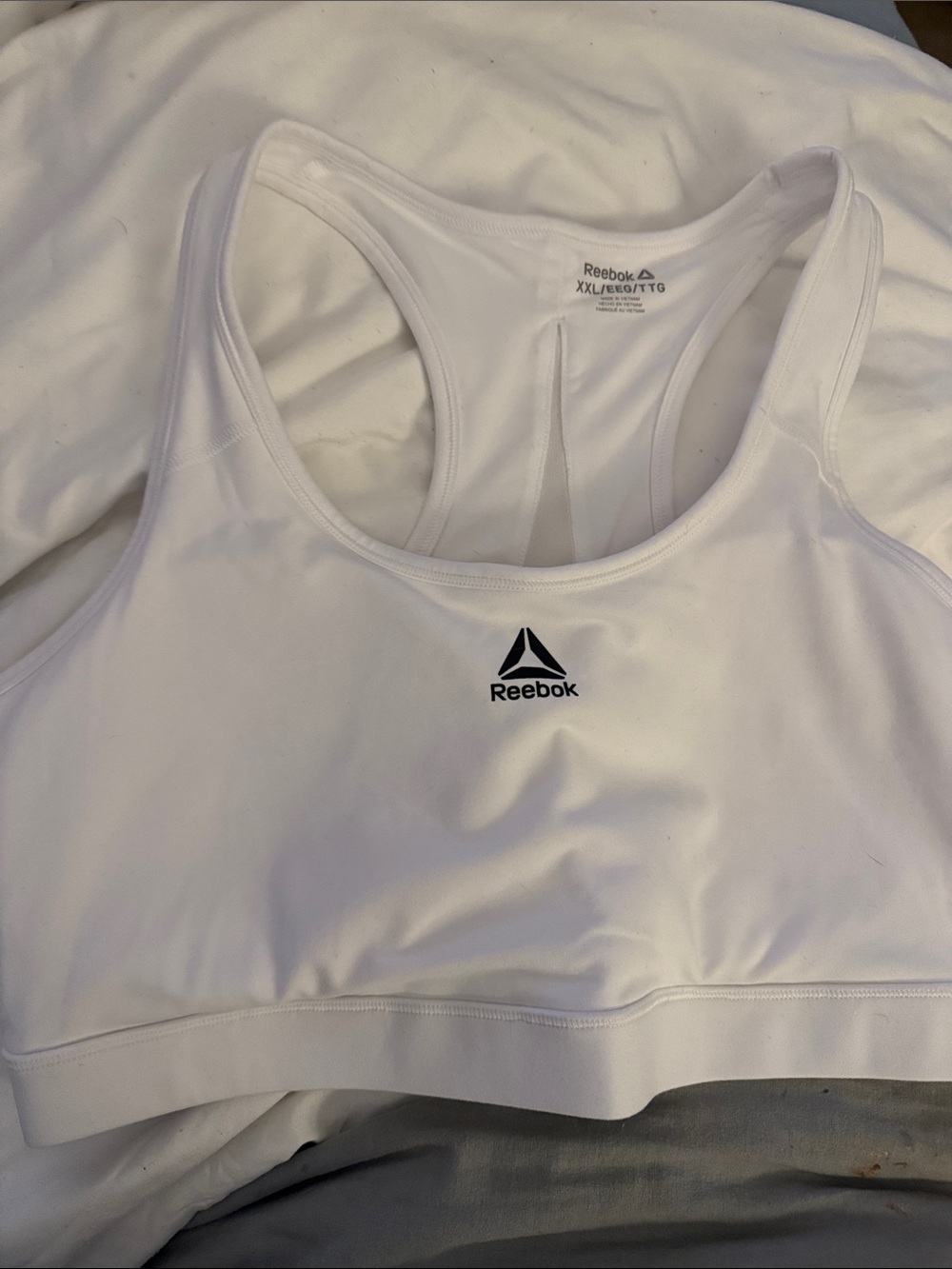 Reebok White Racerback Medium-Support Sports Bra